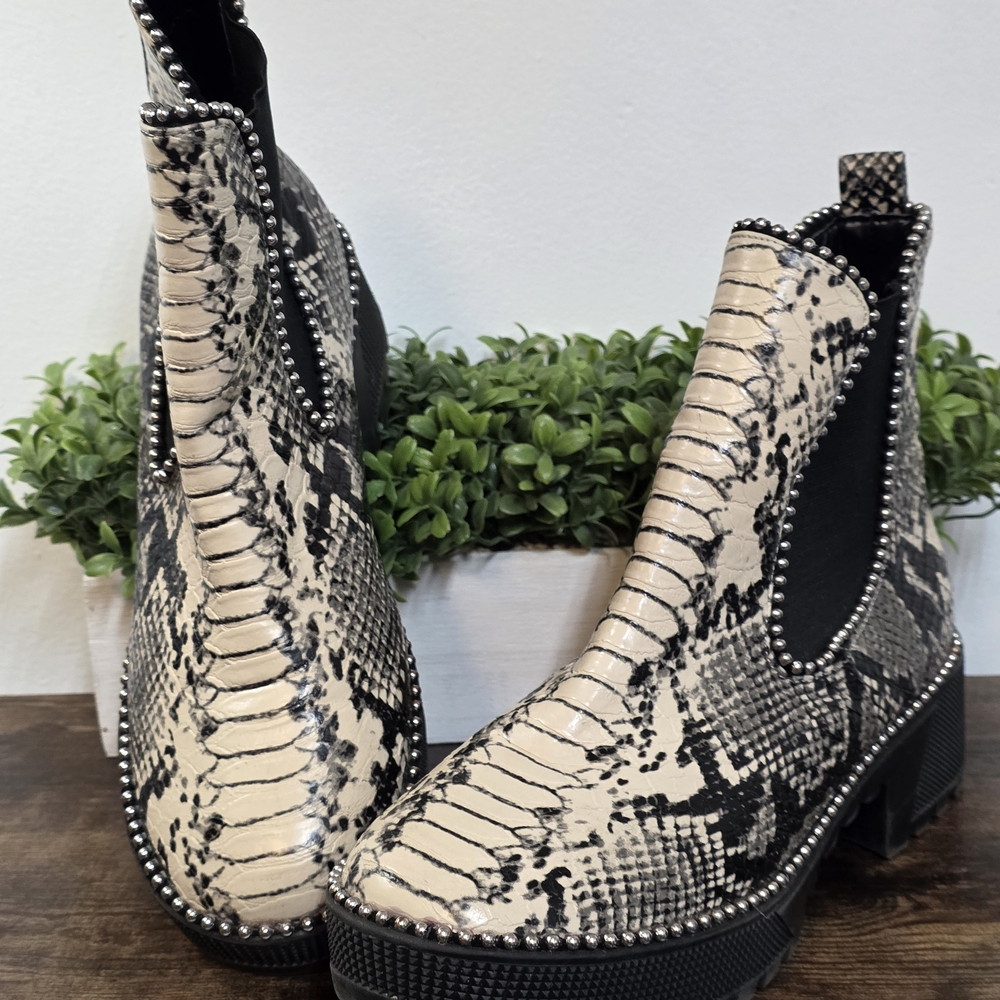 Cape Robbin Studded Python Ankle Boot - image 1